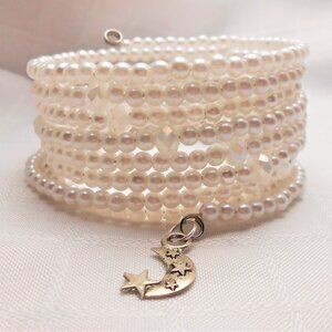 Handmade jewelry set with memory wire bracelets and earrings